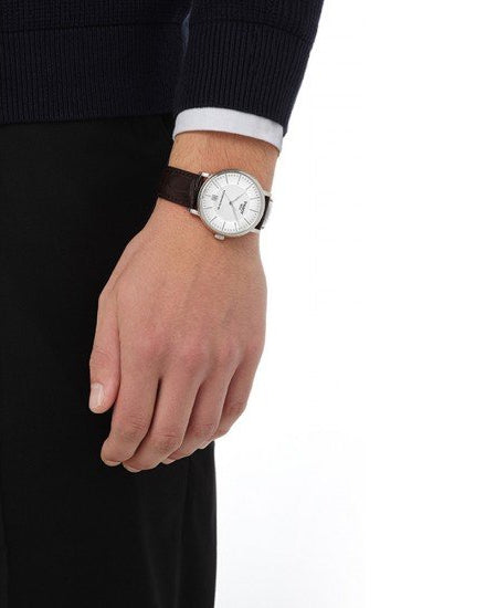 Shop Authentic Tissot T-Classic Powermatic 80 Silver Dial Brown Leather Strap Watch For Men - T122.407.16.031.00 - Luxxuri