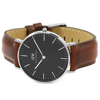 Shop Authentic Daniel Wellington Classic Durham Black Dial Brown Leather Strap Watch For Women - DW00100142 - Luxxuri
