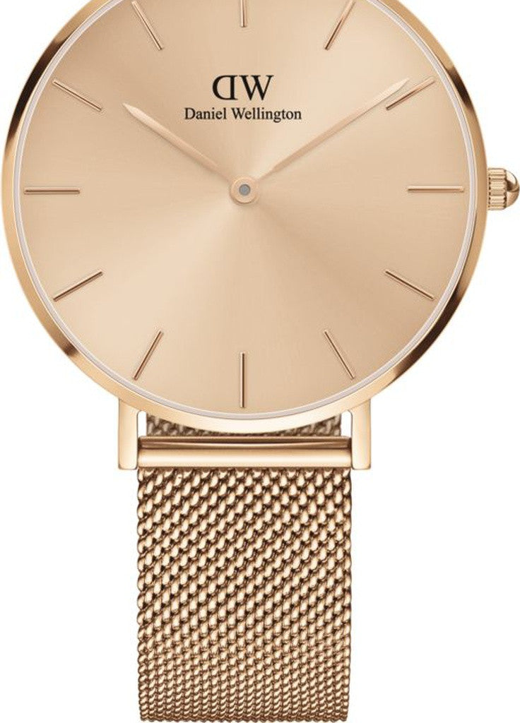 Shop Authentic Daniel Wellington Petite Rose Gold Dial Rose Gold Mesh Bracelet Watch For Women - DW00100471 - Luxxuri