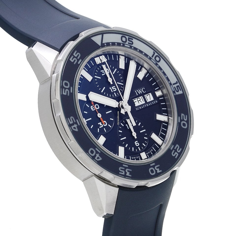 Shop Authentic IWC Aquatimer Chronograph Blue Dial Blue Rubber Strap Watch for Men - IW376711 - Luxxuri