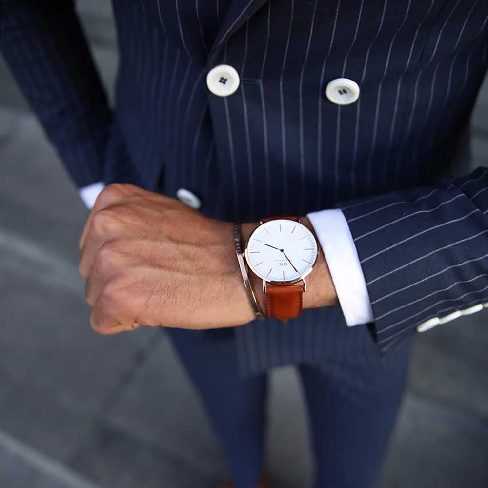 Shop Authentic Daniel Wellington Classic St Mawes White Dial Brown Leather Strap Watch For Men - DW00100021 - Luxxuri