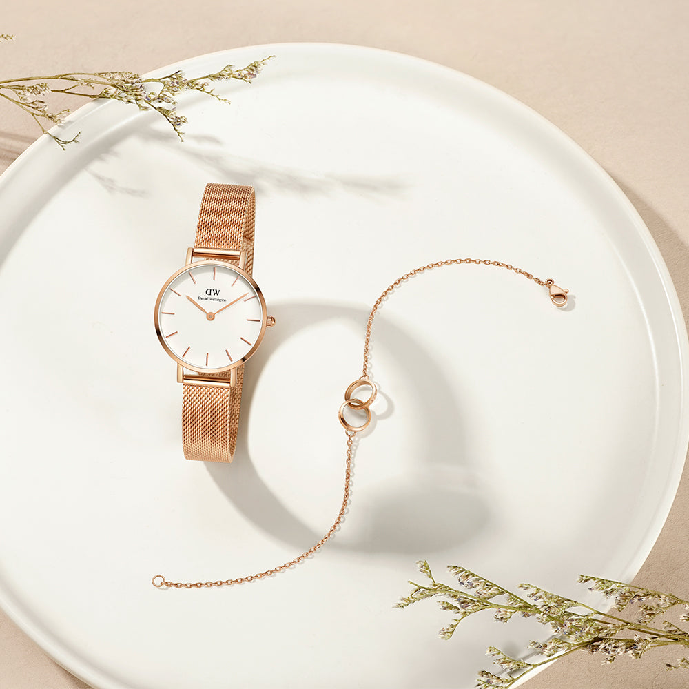 Shop Authentic Daniel Wellington Classic Petite White Dial Rose Gold Mesh Bracelet Watch For Women - DW00100219 - Luxxuri