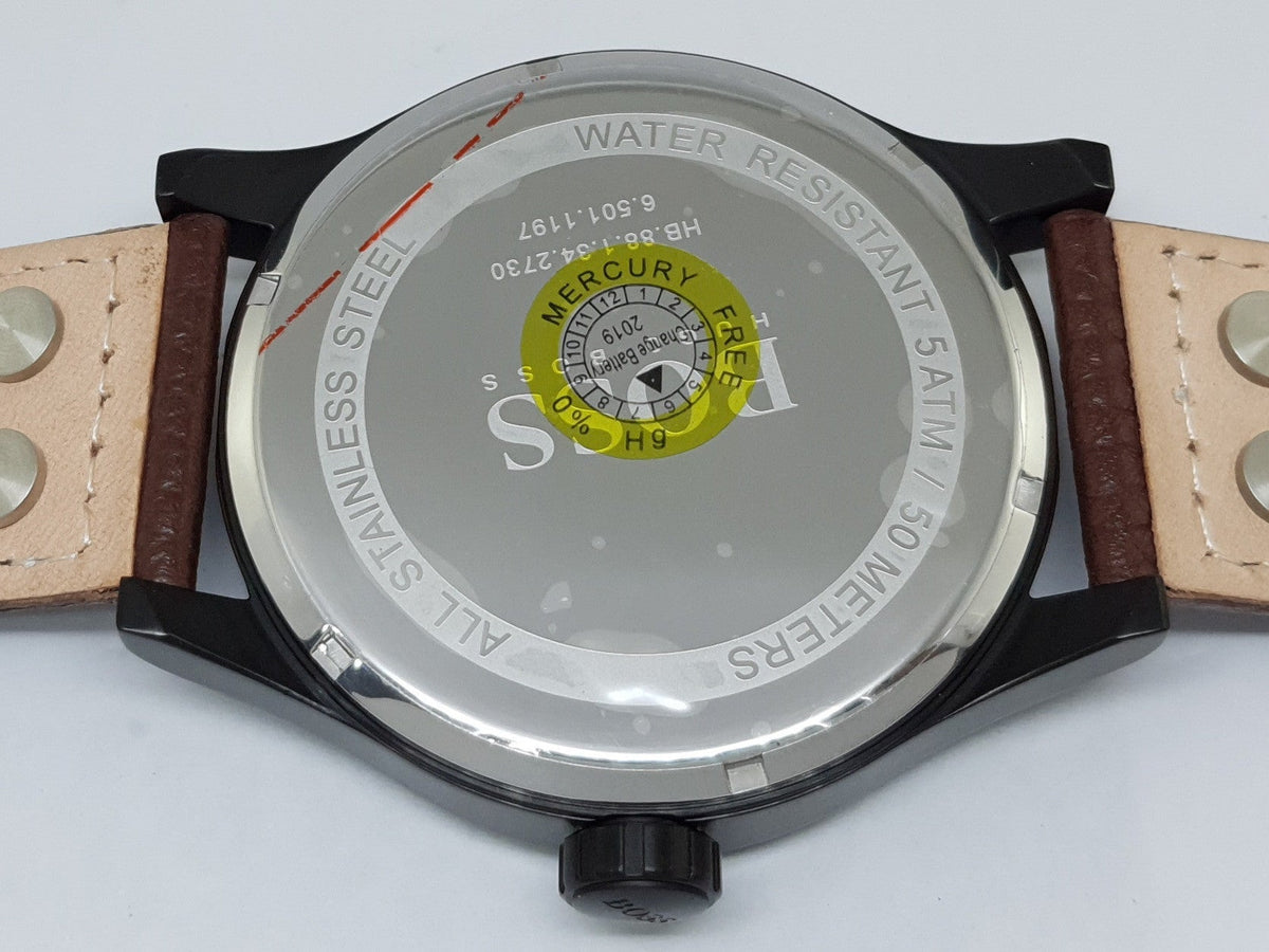 Shop Authentic Hugo Boss Aeroliner Maxx Black Dial Brown Leather Strap Watch For Men - 1513079 - Luxxuri