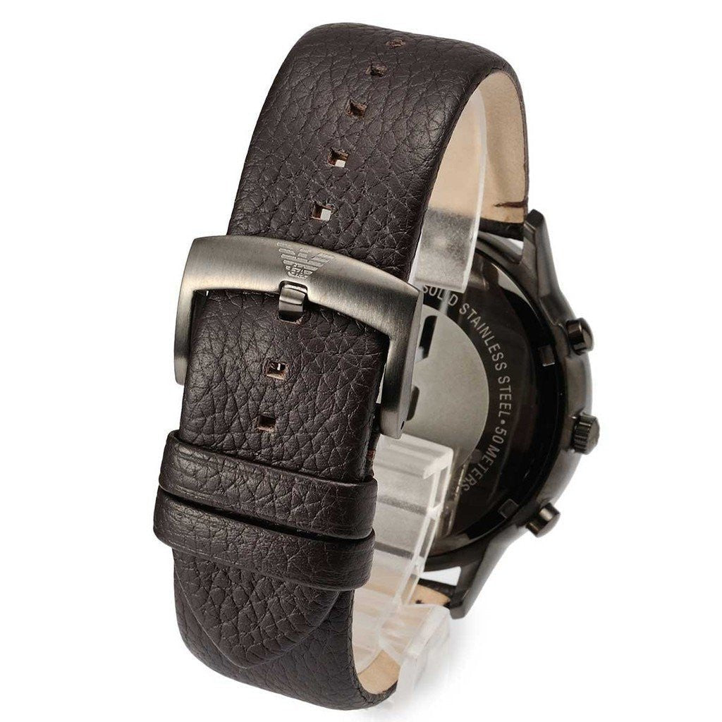 Shop Authentic Emporio Armani Sportivo Black Dial Brown Leather Strap Watch For Men - AR2462 - Luxxuri