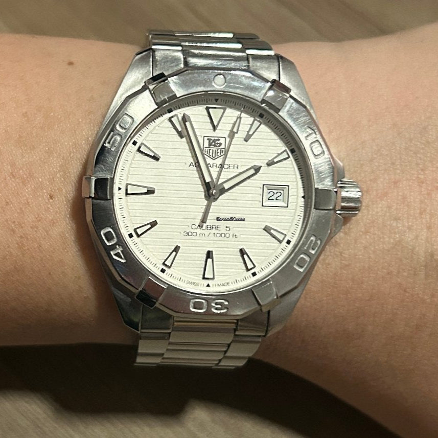 Shop Authentic Tag Heuer Aquaracer White Dial Watch for Men - WAY2111.BA0928 - Luxxuri