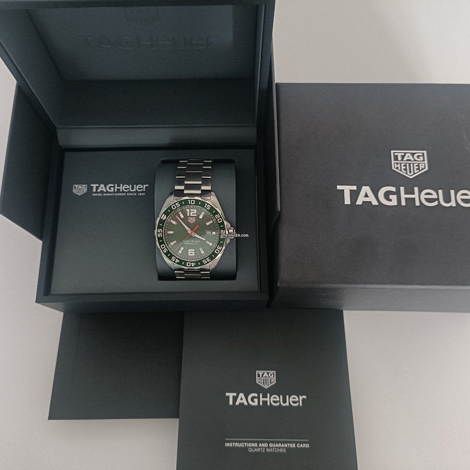 Shop Authentic Tag Heuer Formula 1 Quartz Green Dial Silver Steel Strap Watch for Men - WAZ1017.BA0842 - Luxxuri