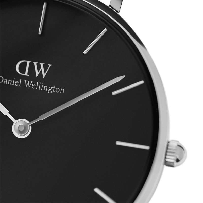 Shop Authentic Daniel Wellington Petite Sterling Black Dial Silver Mesh Bracelet Watch For Women - DW00100218 - Luxxuri
