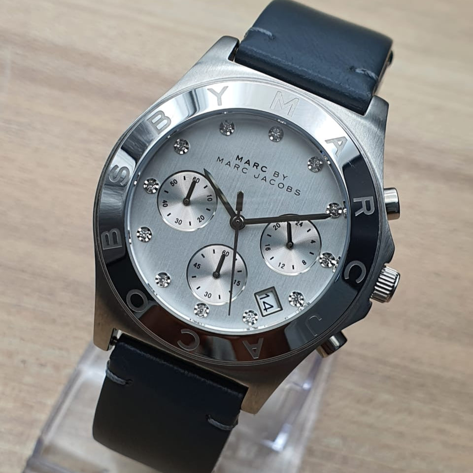 Shop Authentic Marc Jacobs Blade Chronograph White Dial Black Leather Strap Watch for Women - MBM1189 - Luxxuri