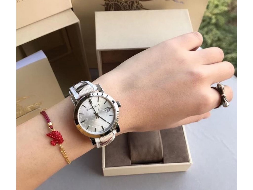 Shop Authentic Burberry The City Silver Dial Brown Leather Strap Watch for Women - BU9136 - Luxxuri