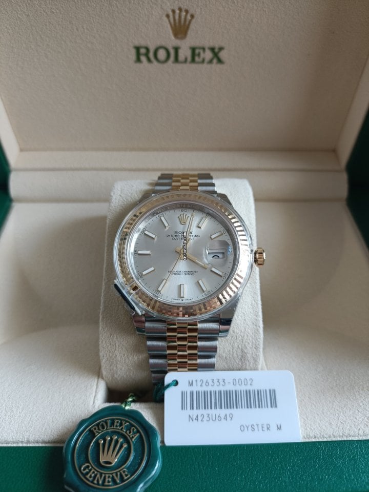 Shop Authentic Rolex Datejust 41 Silver Dial Two Tone Oystersteel & Yellow Gold Jubilee Bracelet Watch for Men - M126333-0002 - Luxxuri