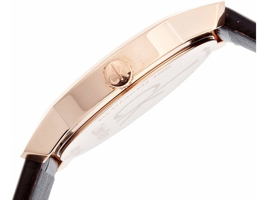 Shop Authentic Calvin Klein City White & Gold Dial Brown Leather Strap Watch For Women - K2G23620 - Luxxuri