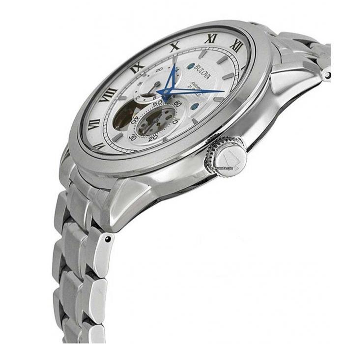 Shop Authentic Bulova BVA Series Dual Aperture Silver Dial Silver Steel Strap Watch for Men - 96A118 - Luxxuri