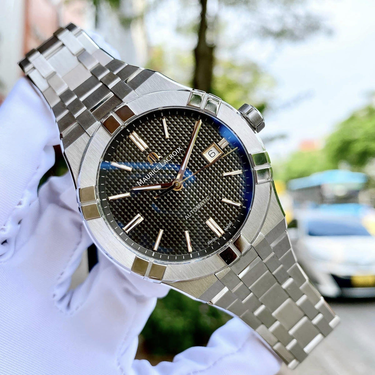 Shop Authentic Maurice Lacroix Aikon Venturer Black Dial Silver Steel Strap Watch for Men - AI1008-SS002-331-1 - Luxxuri