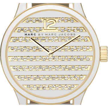 Shop Authentic Marc Jacobs Lidia Stripe White Dial White Leather Strap Watch for Women - MBM1164 - Luxxuri