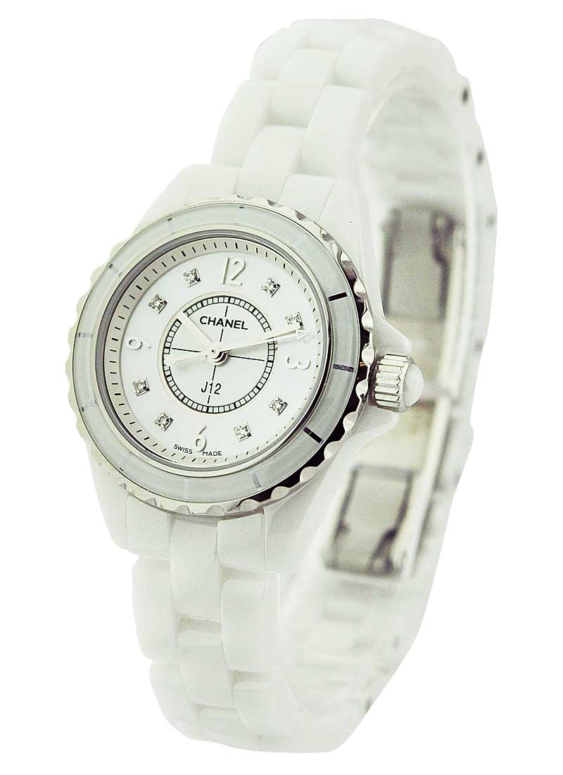 Shop Authentic Chanel J12 Diamonds Quartz Ceramic White Dial White Steel Strap Watch for Women - J12 H2422 - Luxxuri