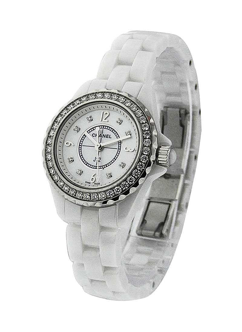 Shop Authentic Chanel J12 Diamonds Quartz White Dial White Steel Strap Watch for Women - J12 H2572 - Luxxuri