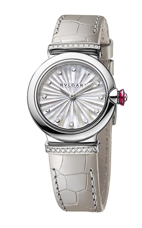 Shop Authentic Bvlgari LVCEA Diamonds Silver Mother of Pearl Dial Silver Leather Strap Watch for Women - LVCEA103367 - Luxxuri