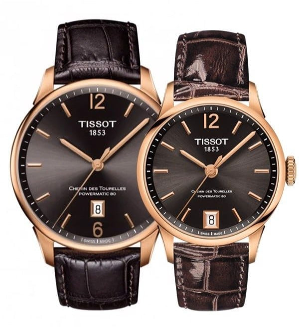 Shop Authentic Tissot T Classic Chemin Des Tourelles Powermatic 80 Brown Dial Brown Leather Strap Watch for Men - T099.407.36.447.00 - Luxxuri