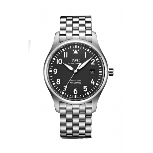 Shop Authentic IWC Pilot’s Watch Mark XVIII Black Dial Silver Steel Strap Watch for Men - IW327015 - Luxxuri