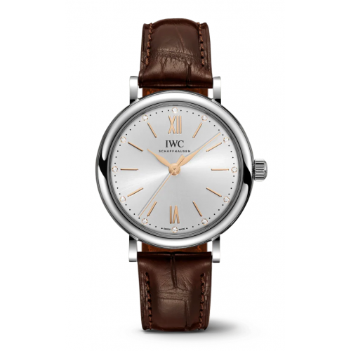 Shop Authentic IWC Portofino Automatic Silver Dial Brown Leather Strap Watch for Women - IW357403 - Luxxuri