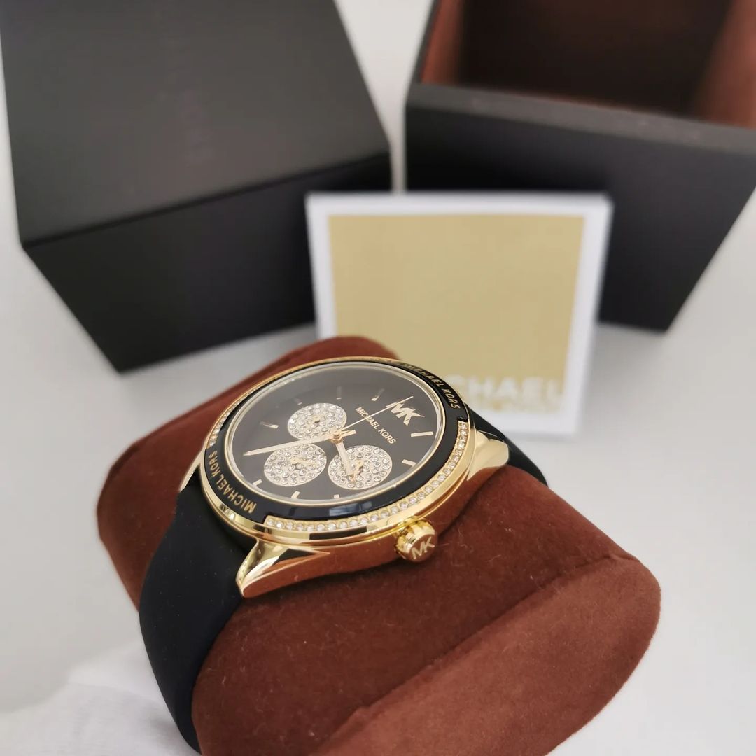 Shop Authentic Michael Kors Quartz Black Dial Black Silicone Strap Watch For Women - MK6944 - Luxxuri