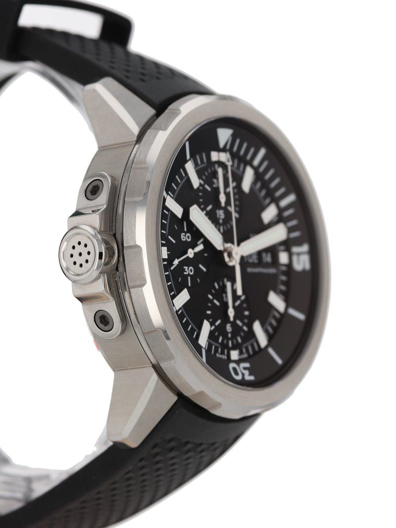Shop Authentic IWC Aquatimer Chronograph Black Dial Black Leather Strap Watch for Men - IW376803 - Luxxuri