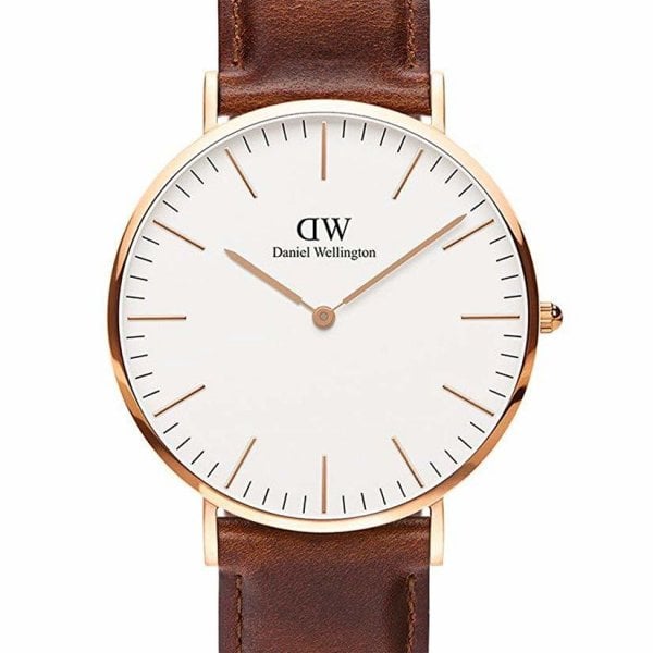 Shop Authentic Daniel Wellington Classic St Mawes White Dial Brown Leather Strap Watch For Men - DW00100006 - Luxxuri