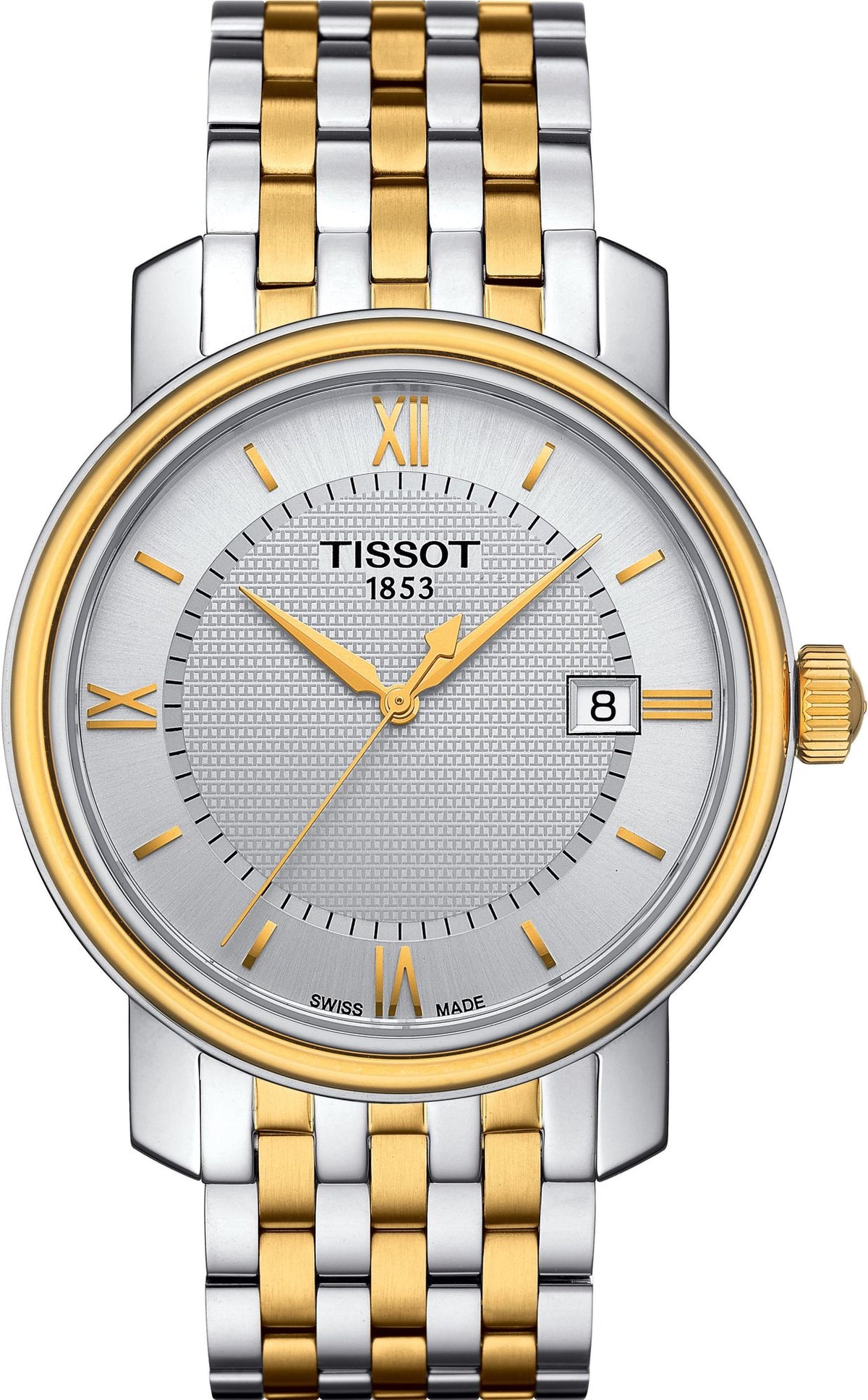 Shop Authentic Tissot T Classic Bridgeport Quartz Silver Dial Two Tone Mesh Bracelet Watch For Men - T097.410.22.036.00 - Luxxuri