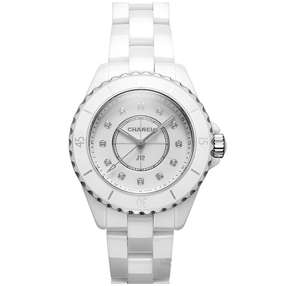 Shop Authentic Chanel J12 Quartz Diamonds White Dial White Steel Strap Watch for Women - J12 H5703 - Luxxuri