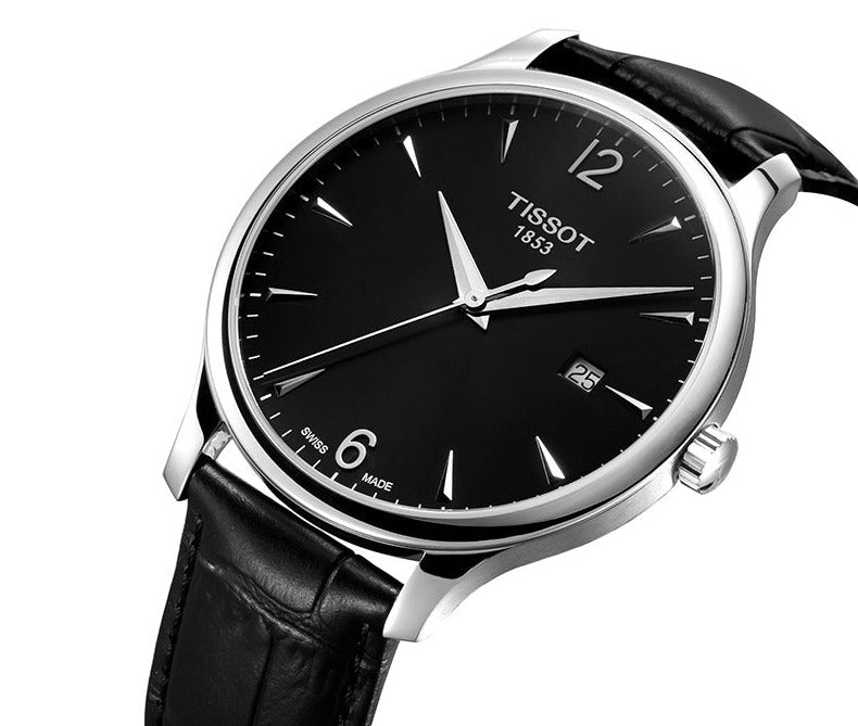 Shop Authentic Tissot T Classic Tradition Black Dial Black Leather Strap Watch For Men - T063.610.16.057.00 - Luxxuri