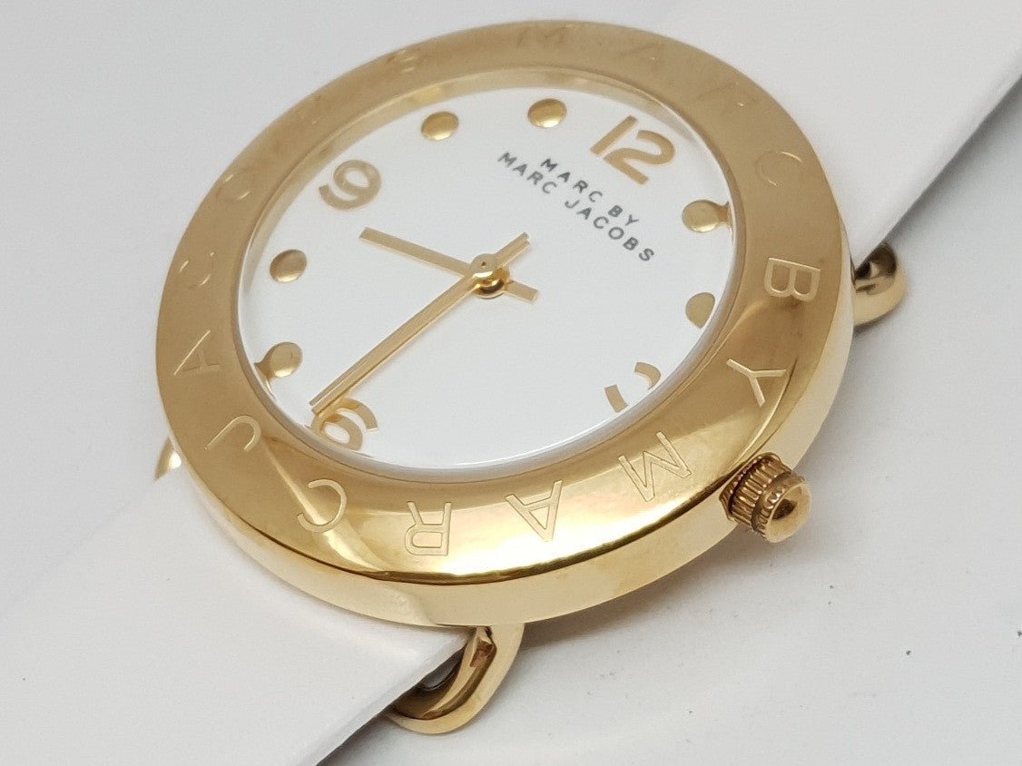 Shop Authentic Marc Jacobs Amy White Dial White Leather Strap Watch for Women - MBM1150 - Luxxuri