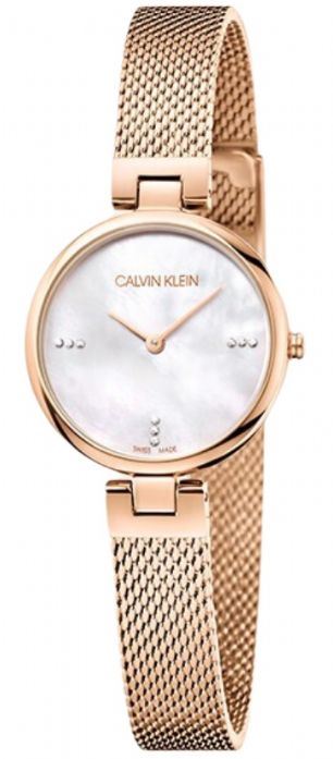 Shop Authentic Calvin Klein Authentic Mother of Pearl Dial Rose Gold Mesh Bracelet Watch for Women - K8G2362G - Luxxuri