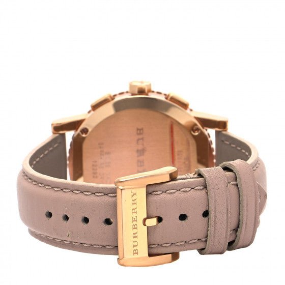Shop Authentic Burberry Chronograph Rose Gold Dial Beige Leather Strap Watch for Women - BU9704 - Luxxuri