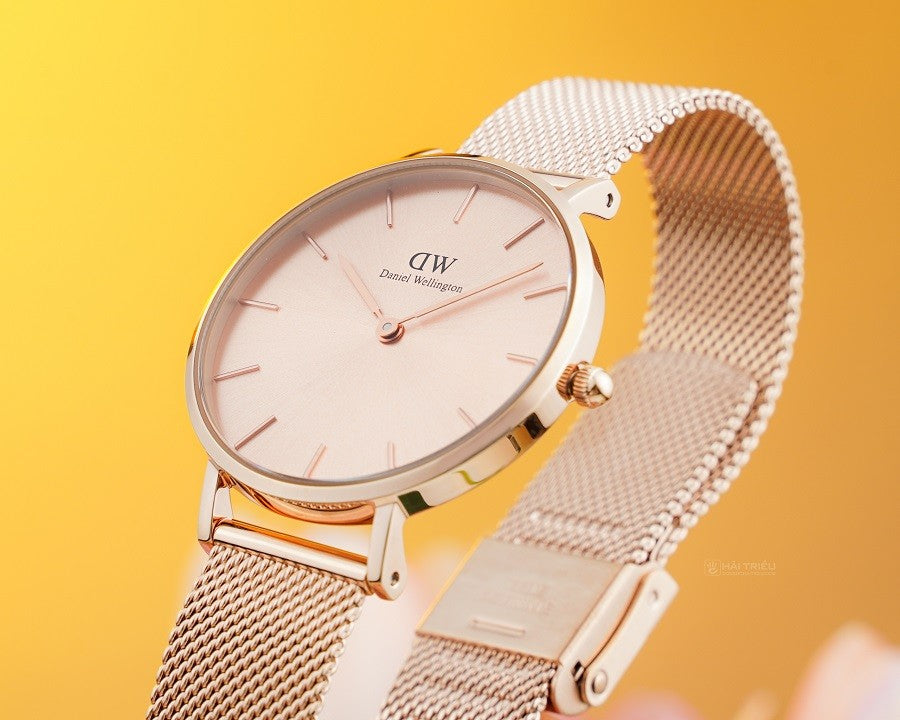 Shop Authentic Daniel Wellington Petite Rose Gold Dial Rose Gold Mesh Bracelet Watch For Women - DW00100471 - Luxxuri