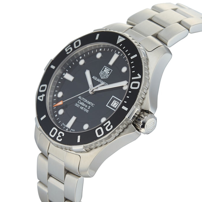 Shop Authentic Tag Heuer Aquaracer Automatic Caliber 5 Black Dial Silver Steel Strap Watch for Men - WAN2110.BA0822 - Luxxuri