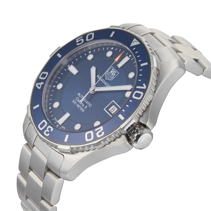 Shop Authentic Tag Heuer Aquaracer Caliber 5 Automatic Blue Dial Silver Steel Strap Watch for Men - WAN2111.BA0822 - Luxxuri
