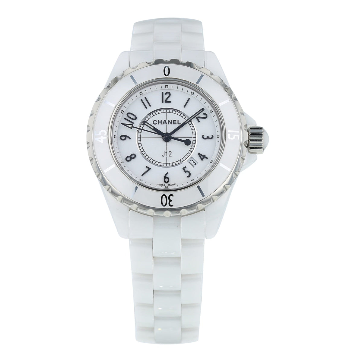 Shop Authentic Chanel J12 Ceramic White Dial White Steel Strap Watch for Women - J12 H0968 - Luxxuri