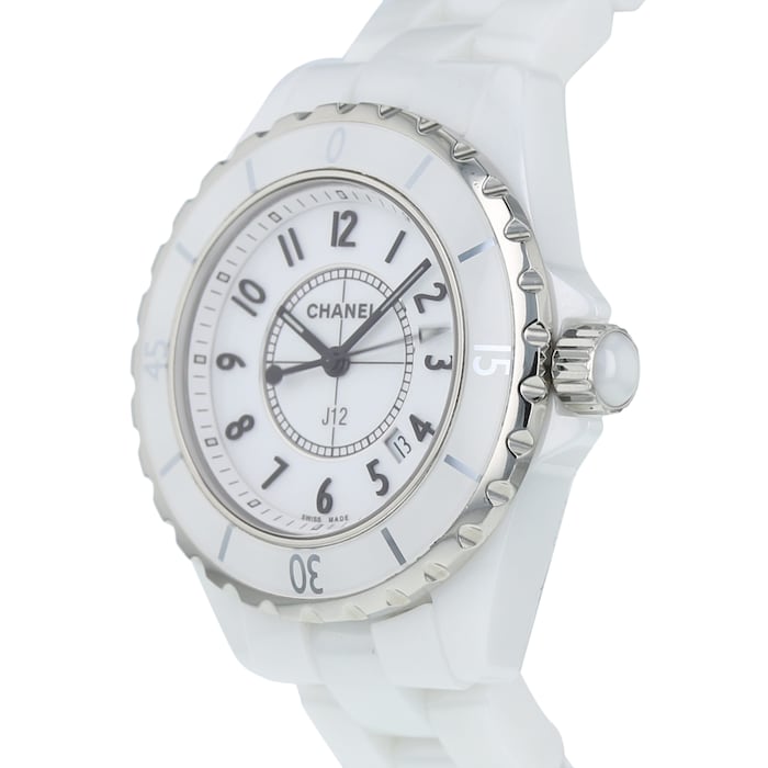 Shop Authentic Chanel J12 Ceramic White Dial White Steel Strap Watch for Women - J12 H0968 - Luxxuri