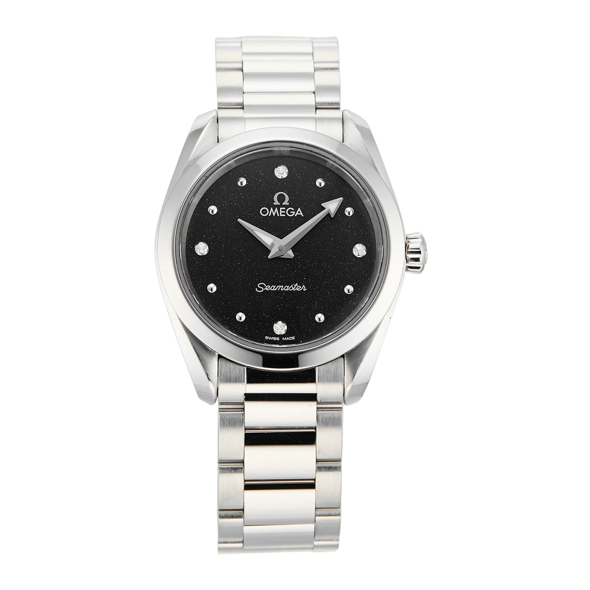 Shop Authentic Omega Seamaster Aqua Terra Quartz Diamond Black Dial Silver Steel Strap Watch for Women - 220.10.28.60.51.001 - Luxxuri