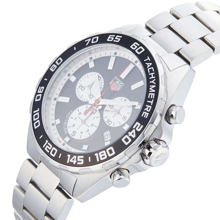 Shop Authentic Tag Heuer Formula 1 Chronograph Black Dial Silver Steel Strap Watch for Men - CAZ101E.BA0842 - Luxxuri
