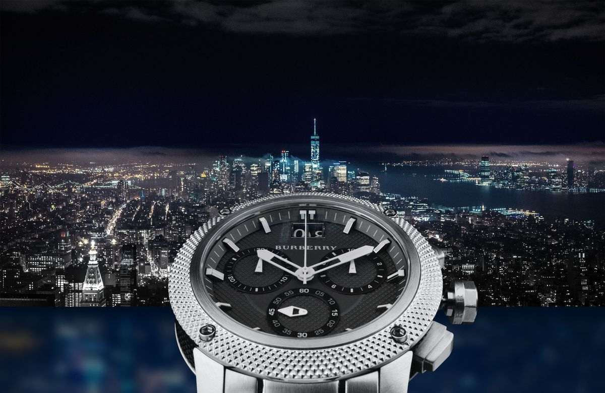 Shop Authentic Burberry Utilitarian Chronograph Black Dial Silver Steel Strap Watch For Men - BU9800 - Luxxuri