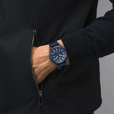 Shop Authentic IWC Pilot’s Watch Automatic "Laureus Sport for Good" Edition Blue Dial Blue Nylon Strap Watch for Men - IW328101 - Luxxuri
