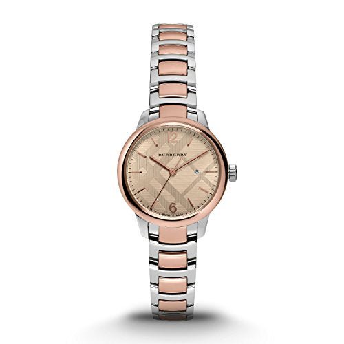Shop Authentic Burberry The Classic Rose Gold Dial Two Tone Steel Strap Watch for Women - BU10117 - Luxxuri