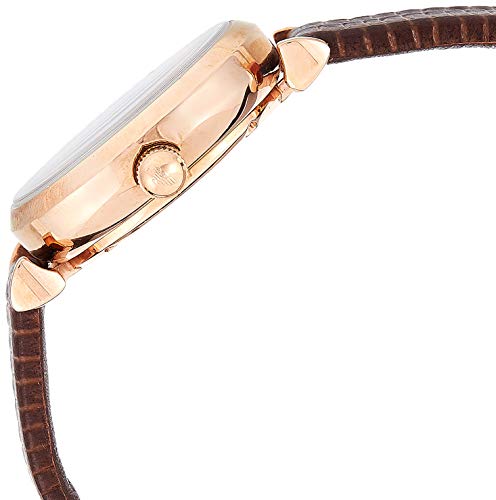 Shop Authentic Emporio Armani Meccanico Skeleton Mother of Pearl Dial Brown Leather Strap Watch For Women - AR1993 - Luxxuri
