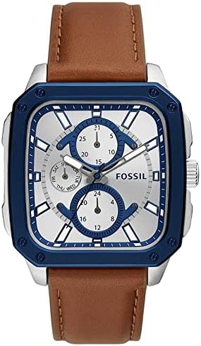 Shop Authentic Fossil Inscription Multifunction Silver Dial Brown Leather Strap Watch for Men - BQ2658 - Luxxuri