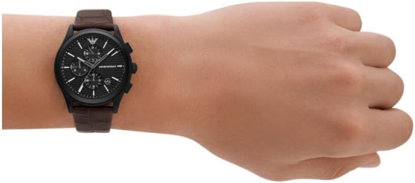 Shop Authentic Emporio Armani Paolo Chronograph Black Dial Brown Leather Strap Watch For Men - AR11549 - Luxxuri