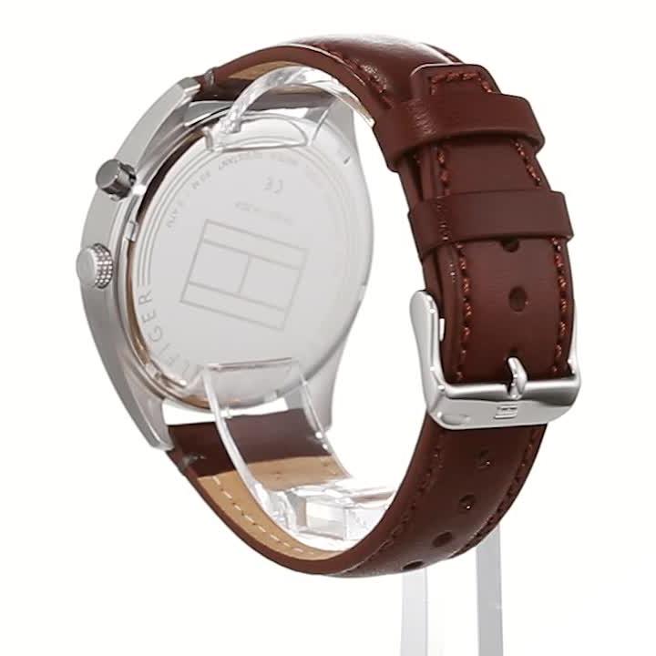 Shop Authentic Tommy Hilfiger Deacon White Dial Brown Leather Strap Watch for Men - 1791550 - Luxxuri