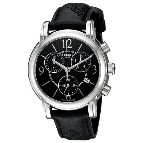 Shop Authentic Tissot Dressport Chronograph Black Dial Black Leather Strap Watch for Women - T050.217.17.057.00 - Luxxuri