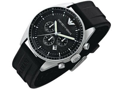 Shop Authentic Emporio Armani Sportivo Chronograph Black Dial Black Rubber Strap Watch For Men - AR0527 - Luxxuri