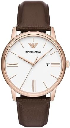Shop Authentic Emporio Armani Minimalist Quartz White Dial Brown Leather Strap Watch For Men - AR11572 - Luxxuri